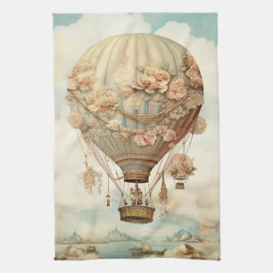 Linge De Cuisine Ballon à air chaud vintage Steampunk Floral Blue (