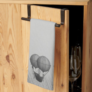 Linge De Cuisine Ballons à air chaud argentés Steampunk avec bateau