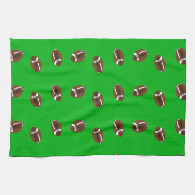 Linge De Cuisine Ballons de football américain vert (Horizontal)