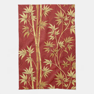 Linge De Cuisine Bambou cramoisi Est-Asiatique (1)