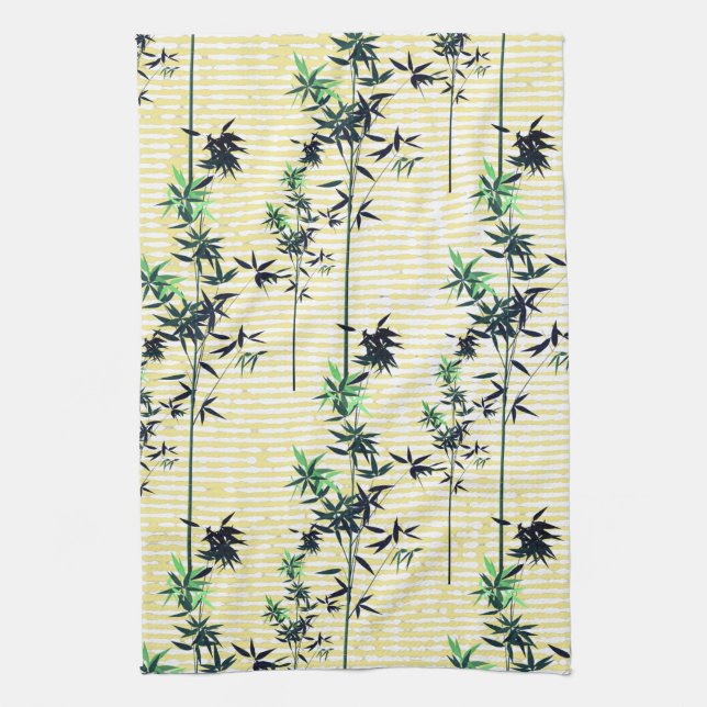 Linge De Cuisine Bambou et jaune modernes (Vertical)