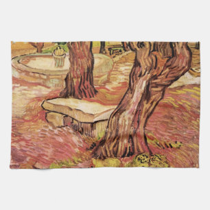 Linge De Cuisine Banc de pierre de Van Gogh dans le jardin, hôpital