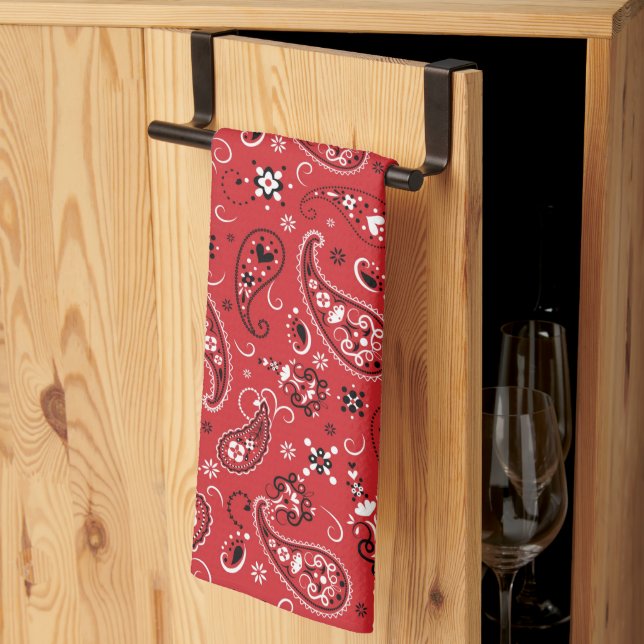 Linge De Cuisine Bandana Red Paisley (Pliage en tiers)