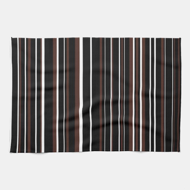 Linge De Cuisine Bande de codes à barres noir, Brown et blanc (Horizontal)