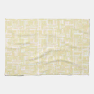 Linge De Cuisine Bandes à rouleaux d'encre jaune sur blanc