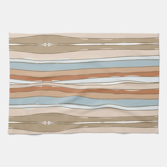 Linge De Cuisine Bandes Abstraites Boho (Horizontal)