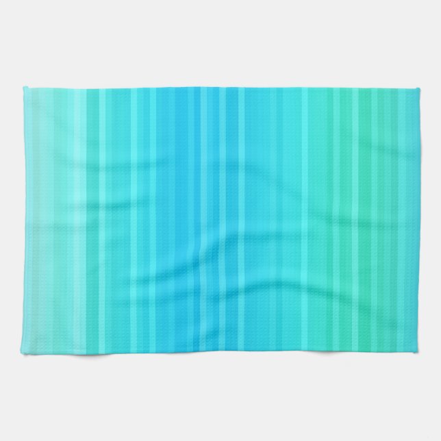 Linge De Cuisine Bandes abstraites pastel bleu sarcelle vert (Horizontal)