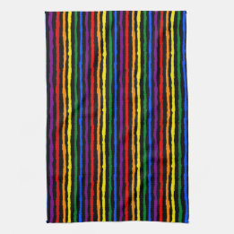 Linge De Cuisine Bandes arc-en-ciel colorées sur noir personnalisé