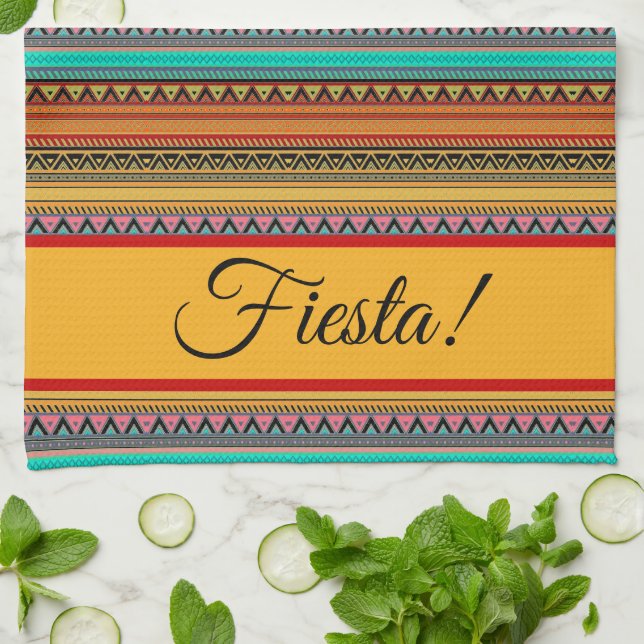 Linge De Cuisine Bandes aztèques "Fiesta" (Plié)
