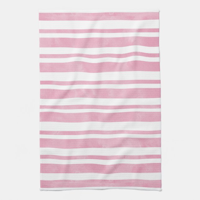 Linge De Cuisine Bandes d'aquarelle rose doux (Vertical)