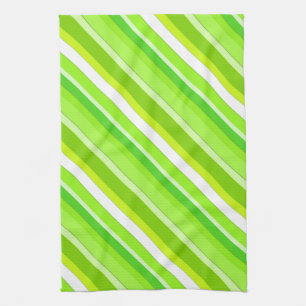 Linge De Cuisine Bandes de bonbons en couches - vert citron et blan
