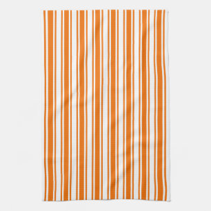 Linge De Cuisine Bandes de bonbons orange et blanc