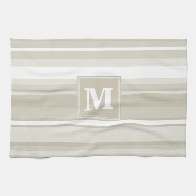 Linge De Cuisine Bandes de grès monogramme (Horizontal)