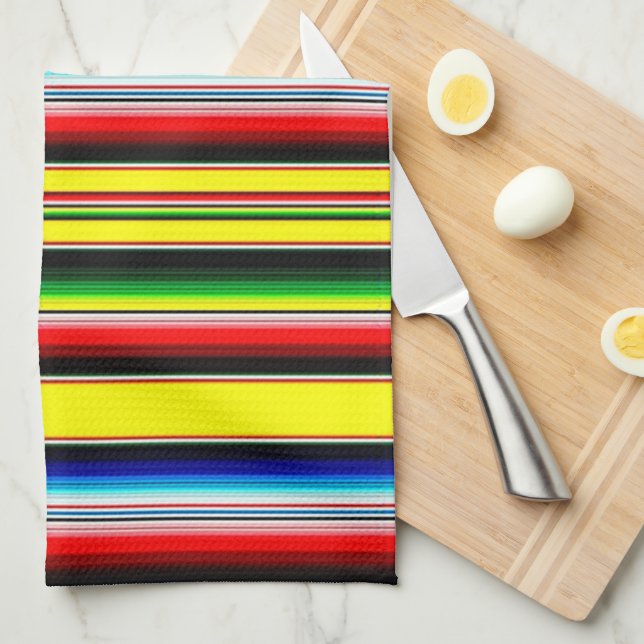 Linge De Cuisine Bandes de serape lumineuses (Quart Plié)