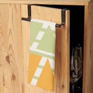 Linge De Cuisine Bandes de Triangle Orange Vert 