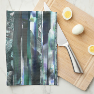 Linge De Cuisine Bandes déchirées cyan de textures froissées et gra
