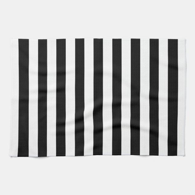 Linge De Cuisine Bandes horizontales en noir et blanc tendance (Horizontal)