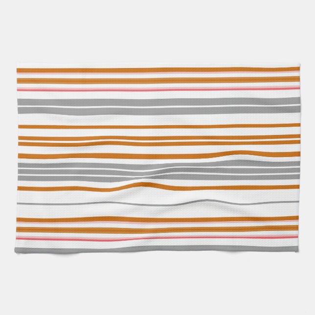 Linge De Cuisine Bandes marron gris mignonne (Horizontal)