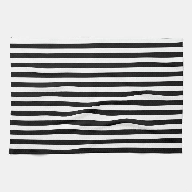 Linge De Cuisine Bandes noires et blanches (Horizontal)