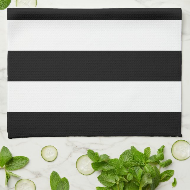 Linge De Cuisine Bandes noires et blanches, Motif rayé, Lignes (Plié)