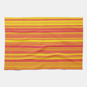 Linge De Cuisine Bandes Orange Rouge Jaune