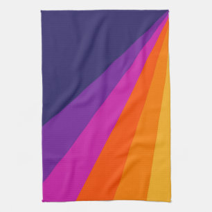 Linge De Cuisine Bandes rétro en diagonale violette et orange