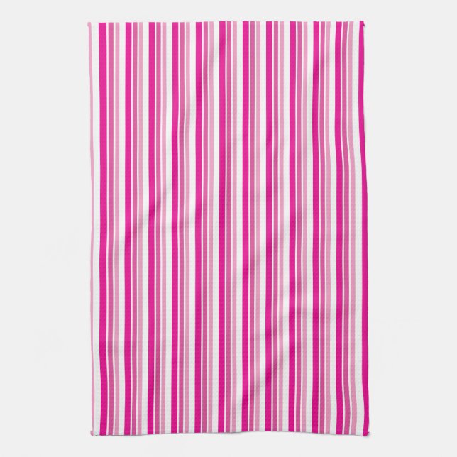 Linge De Cuisine Bandes Roses Colorées (Vertical)