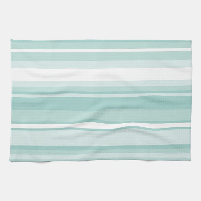 Linge De Cuisine Bandes vertes à la menthe (Horizontal)