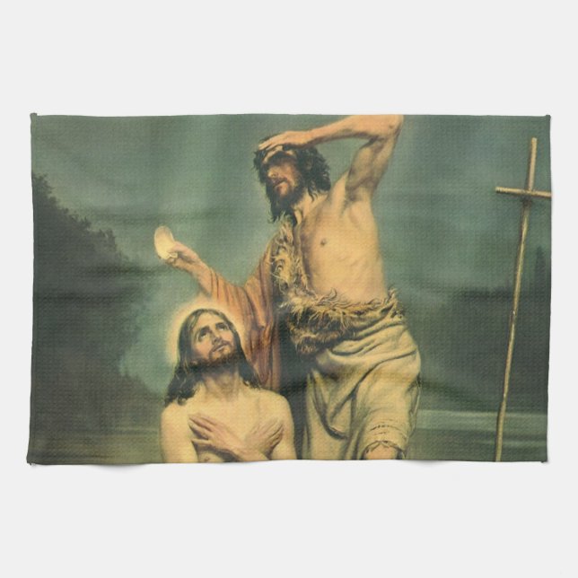 Linge De Cuisine Baptême de Jésus Christ par Jean le Baptiste (Horizontal)