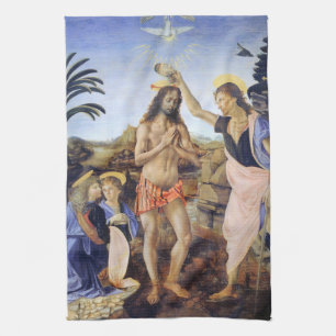 Linge De Cuisine Baptême du Christ par Verrocchio, Léonard de Vinci