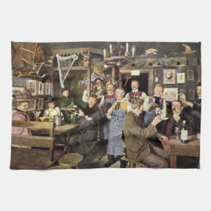 Linge De Cuisine Bar à l'ancienne avec des gens qui célèbrent, une 
