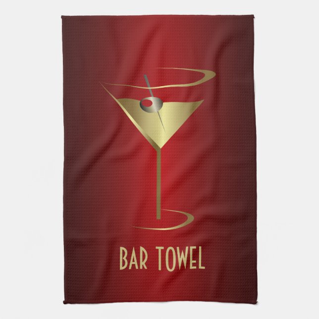 Linge De Cuisine Bar Towne Rouge et Gold Martini Verre (Vertical)
