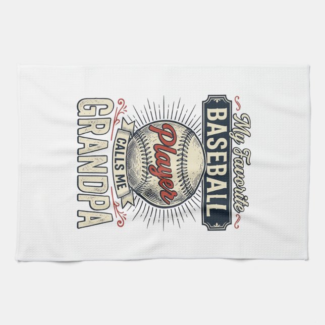 Linge De Cuisine Baseball Grandpa Vintage Gravure Design de T-shirt (Horizontal)