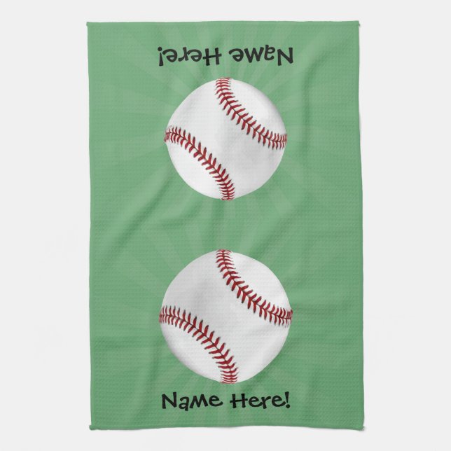 Linge De Cuisine Baseball personnalisé sur Garçons verts (Vertical)