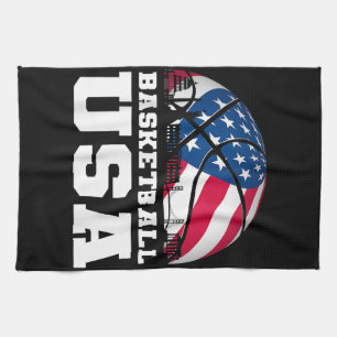 Linge De Cuisine Basketball USA Support the Team Tshirt USA Flag Dr