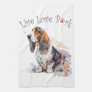 Linge De Cuisine Basset Hound Chien Maman Floral