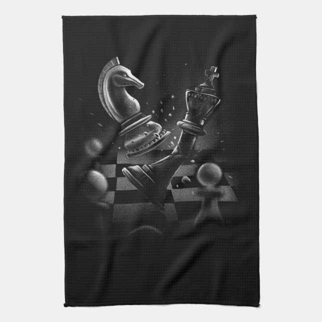 Linge De Cuisine Bataille aux échecs dramatique - Chevalier contre  (Vertical)