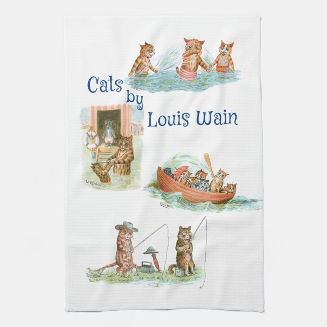 Linge De Cuisine Bateaux à eau de Louis Wain (Vertical)