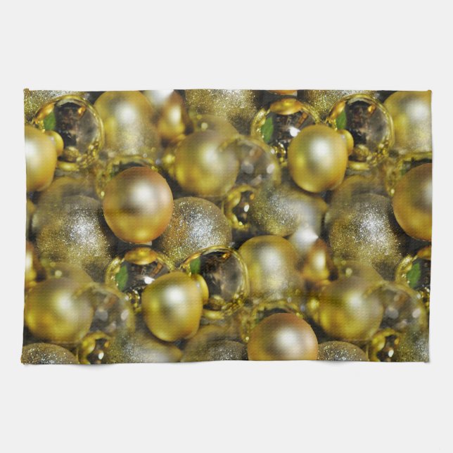 Linge De Cuisine Baubles de Noël d'or (Horizontal)