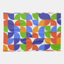 Bauhaus Mid Century Motif Bleu, Orange, Vert