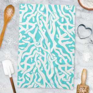 Linge De Cuisine Beach Coral Reef Motif Nautique Blanc Bleu