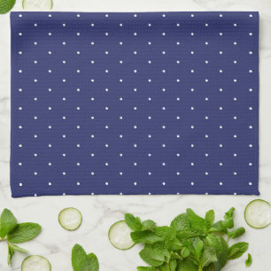 Linge De Cuisine Beau bleu marine et blanc minuscule motif pois