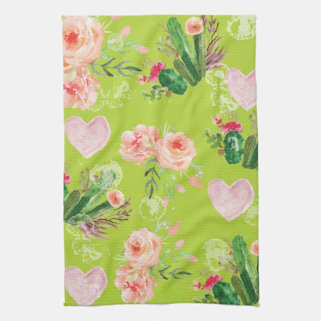 Linge De Cuisine Beau Cactus Floral (Vertical)