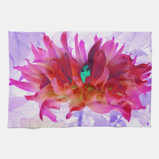 Linge De Cuisine Beau cactus rouge et rose chaud Dahlia (Horizontal)