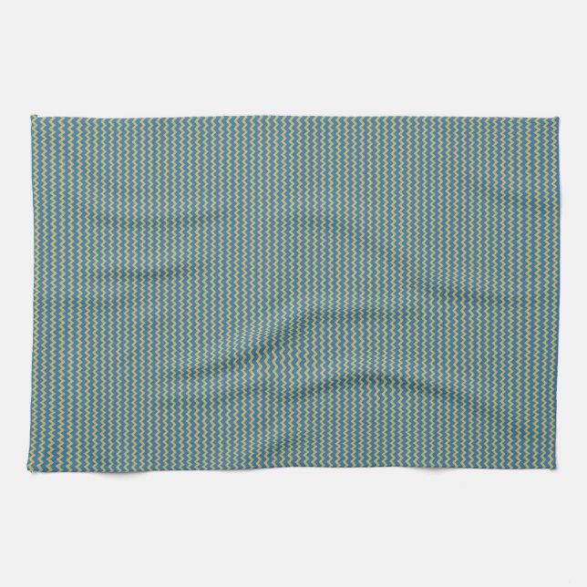 Linge De Cuisine Beau chevron zigzag motif vert bleu (Horizontal)