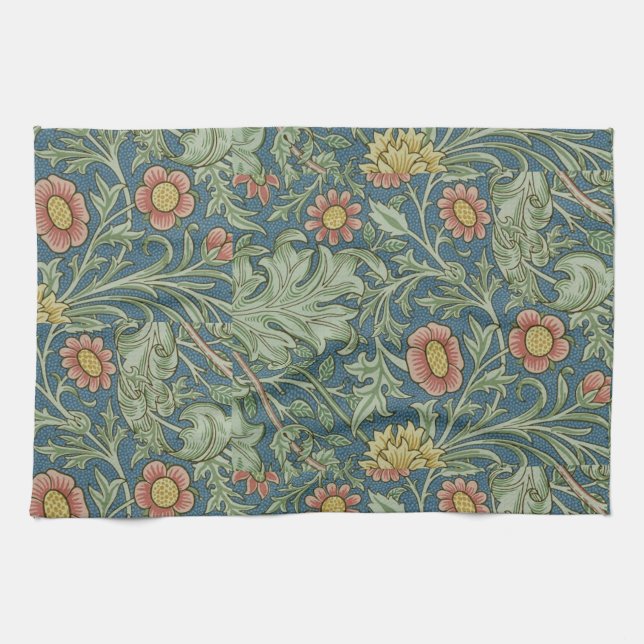 Linge De Cuisine Beau motif floral William Morris Vert rose (Horizontal)