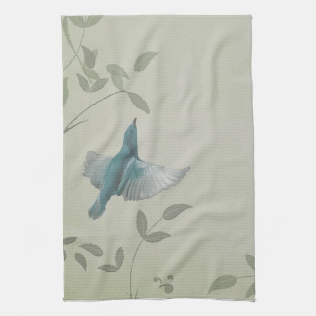Linge De Cuisine Beau Oiseau Bleu (Vertical)