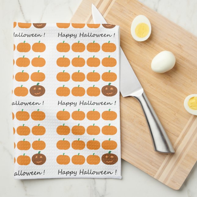Linge De Cuisine Beau Patch Citrouille Halloween (Quart Plié)
