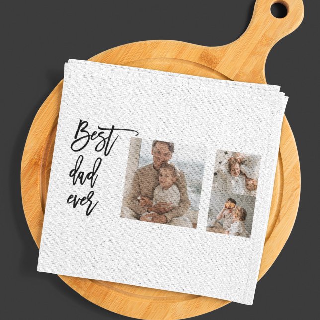 Linge De Cuisine Beauté Collage photo Meilleur papa Jamais Cadeau (Créateur téléchargé)