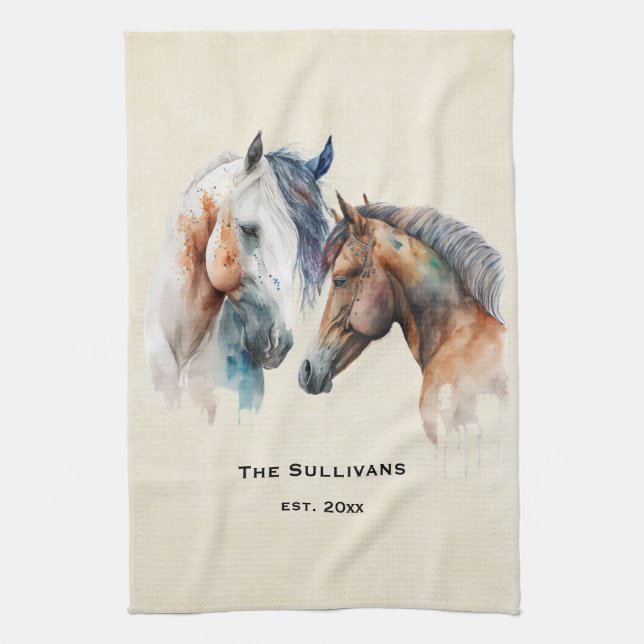 Linge De Cuisine Beaux Chevaux Style Boho Occidental (Vertical)